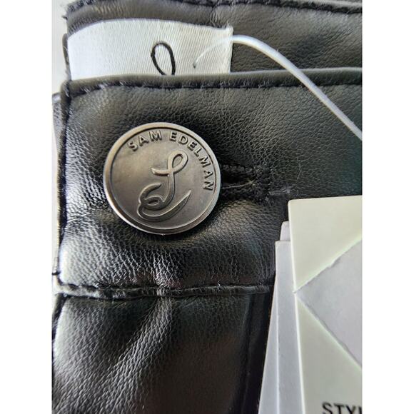 SAM EDELMAN sz 25 Black Faux Leather High Rise Skinny Ankle Pants Jeans Leggings - Picture 5 of 10